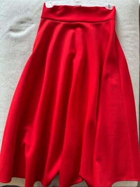 Bright Red A-Line Midi Skirt